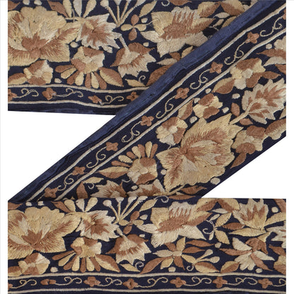 Sanskriti Vintage Sari Border Hand Beaded 1 Yd Indian Trim Sewing Maroon Lace