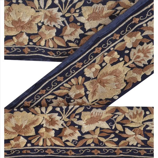 Sanskriti Vintage Sari Border Hand Beaded 1 Yd Indian Trim Sewing Maroon Lace