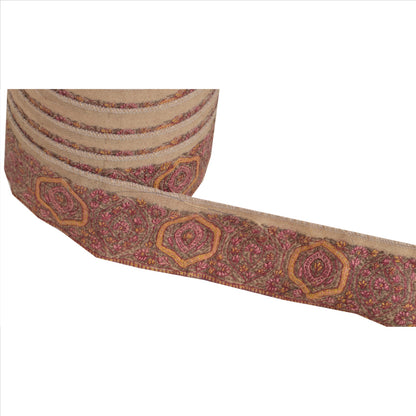Sanskriti Vintage Sari Border Hand Embroidered Suzani 1Yd Trim Sewing Brown Lace