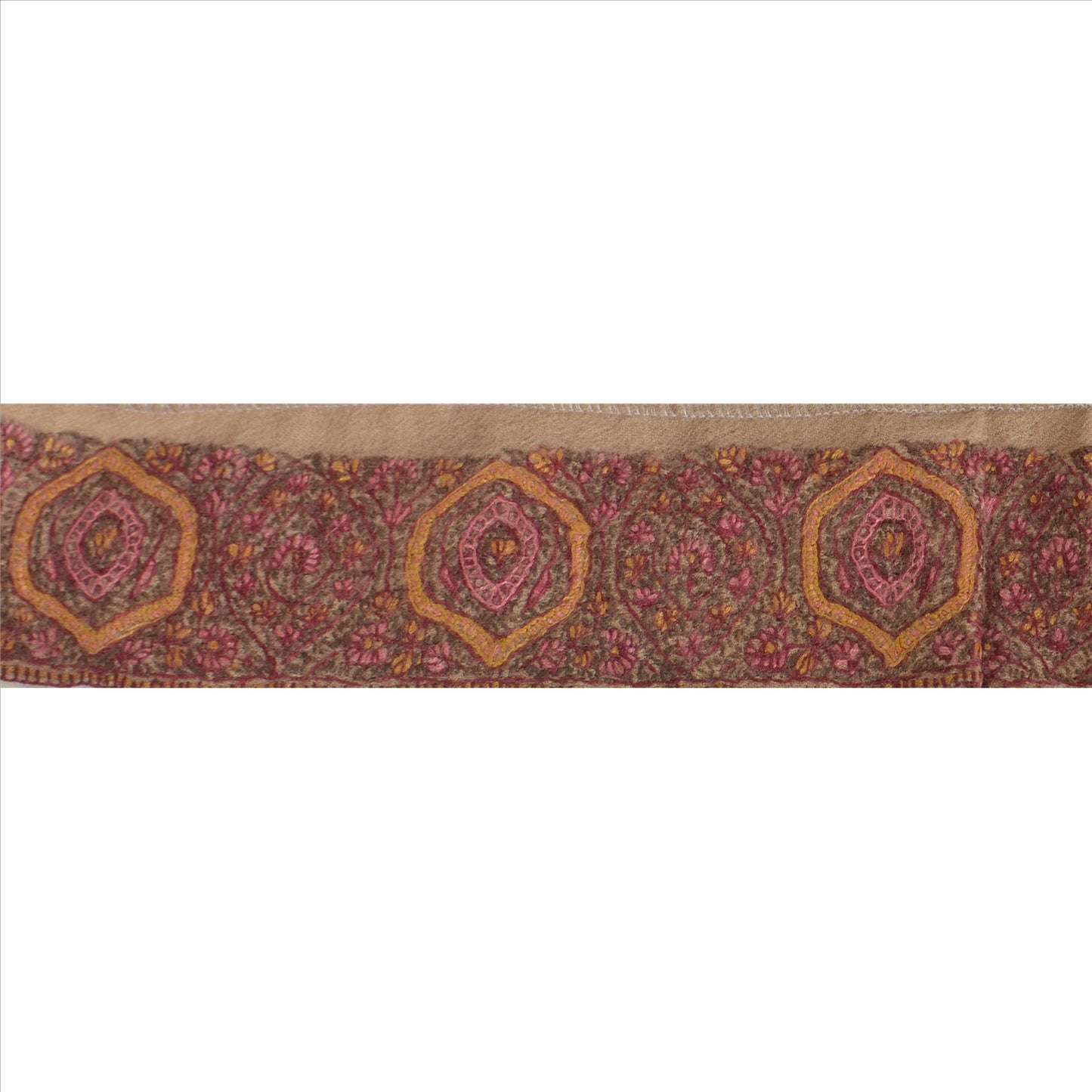 Sanskriti Vintage Sari Border Hand Embroidered Suzani 1Yd Trim Sewing Brown Lace