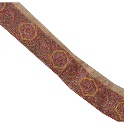Sanskriti Vintage Sari Border Hand Embroidered Suzani 1Yd Trim Sewing Brown Lace