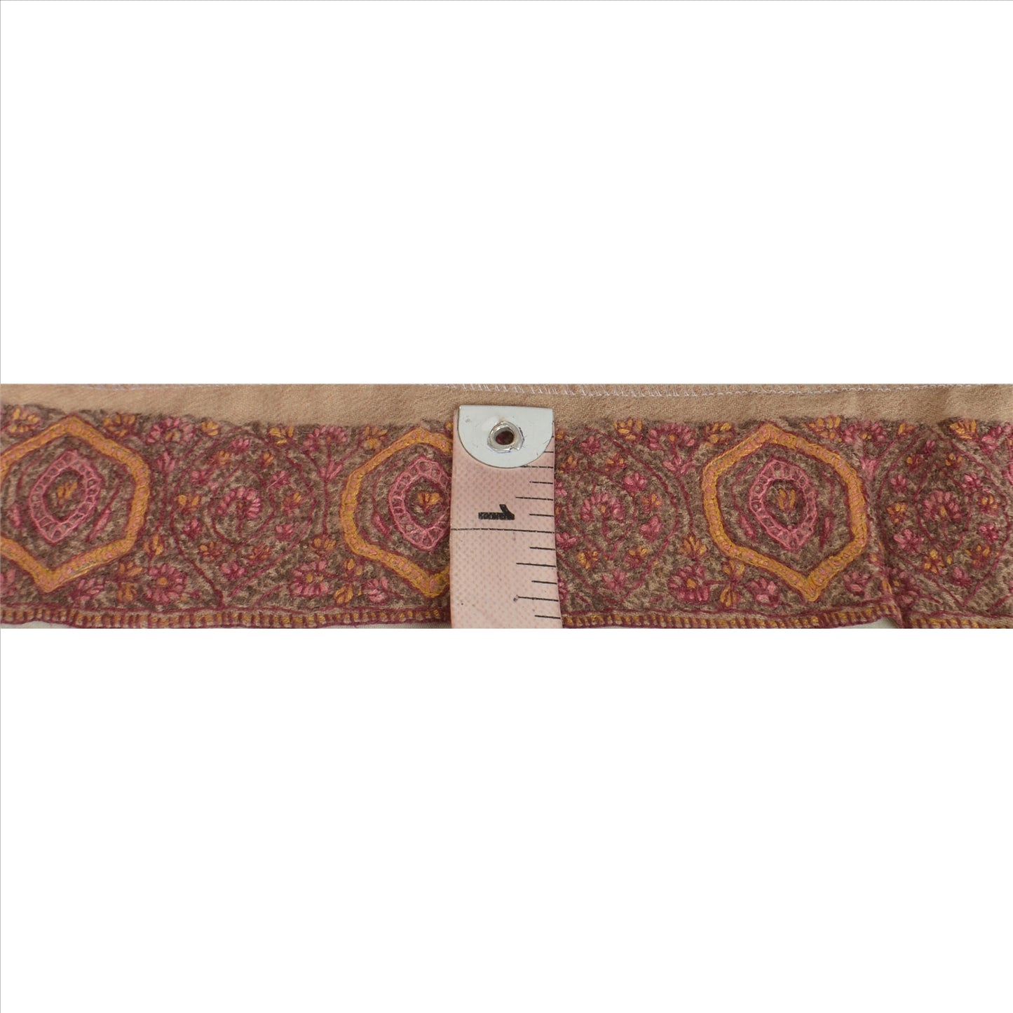 Sanskriti Vintage Sari Border Hand Embroidered Suzani 1Yd Trim Sewing Brown Lace