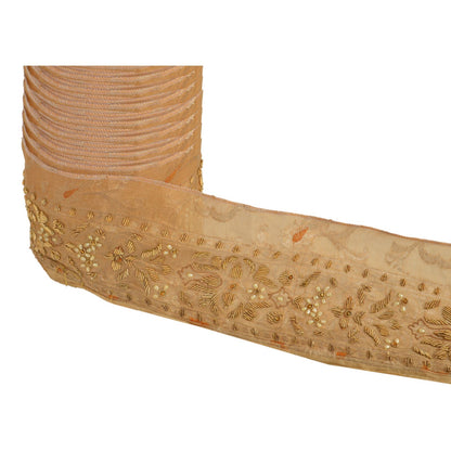 Sanskriti Vintage Sari Border Hand Beaded Woven 1 Yd Craft Trim Sewing Lace