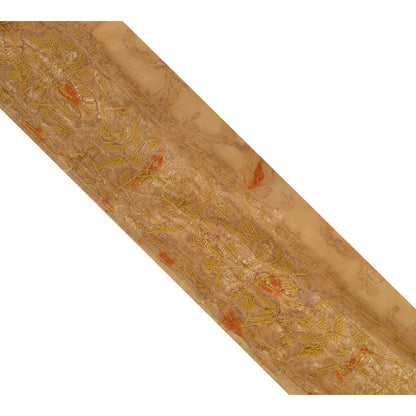 Sanskriti Vintage Sari Border Hand Beaded Woven 1 Yd Craft Trim Sewing Lace