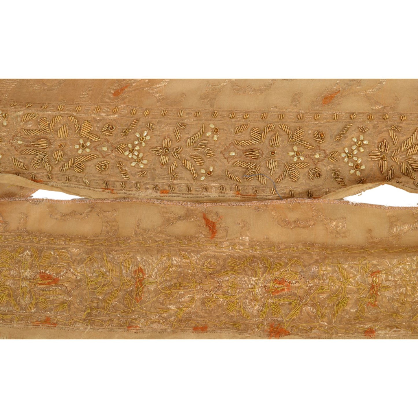 Sanskriti Vintage Sari Border Hand Beaded Woven 1 Yd Craft Trim Sewing Lace