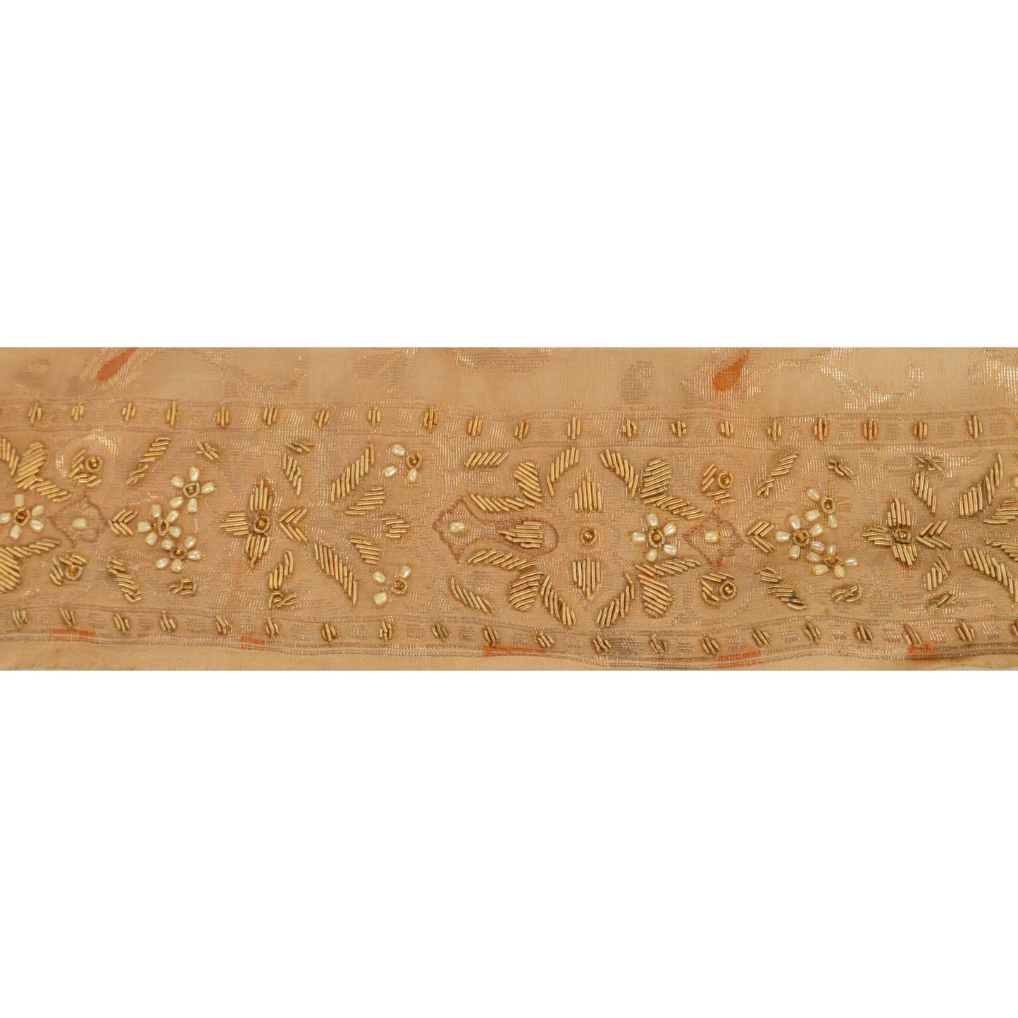 Sanskriti Vintage Sari Border Hand Beaded Woven 1 Yd Craft Trim Sewing Lace