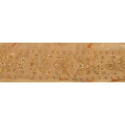 Sanskriti Vintage Sari Border Hand Beaded Woven 1 Yd Craft Trim Sewing Lace