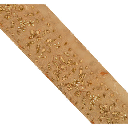 Sanskriti Vintage Sari Border Hand Beaded Woven 1 Yd Craft Trim Sewing Lace