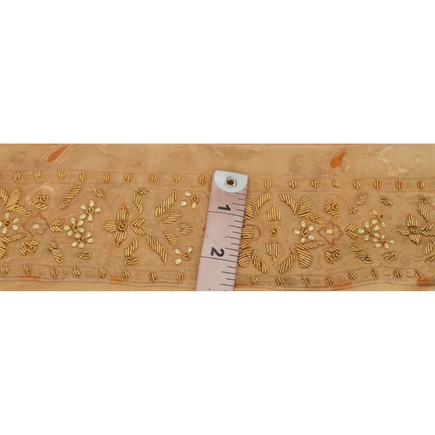 Sanskriti Vintage Sari Border Hand Beaded Woven 1 Yd Craft Trim Sewing Lace