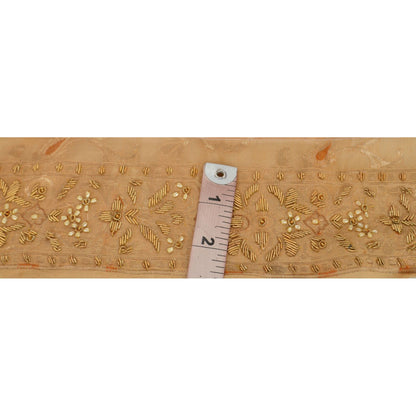 Sanskriti Vintage Sari Border Hand Beaded Woven 1 Yd Craft Trim Sewing Lace