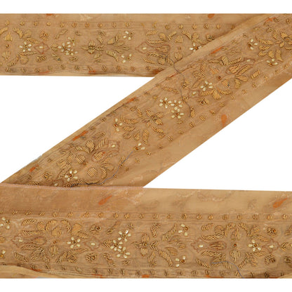Sanskriti Vintage Sari Border Hand Beaded Woven 1 Yd Craft Trim Sewing Lace