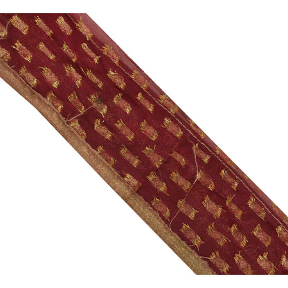 Sanskriti Vintage Sari Border Hand Beaded 1 Yd Craft Trim Sewing Dark Red Lace