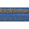Sanskriti Vintage Sari Border Hand Beaded 1 Yd Trim Ribbon Blue Gota Patti Lace