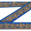 Sanskriti Vintage Sari Border Hand Beaded 1 Yd Trim Ribbon Blue Gota Patti Lace
