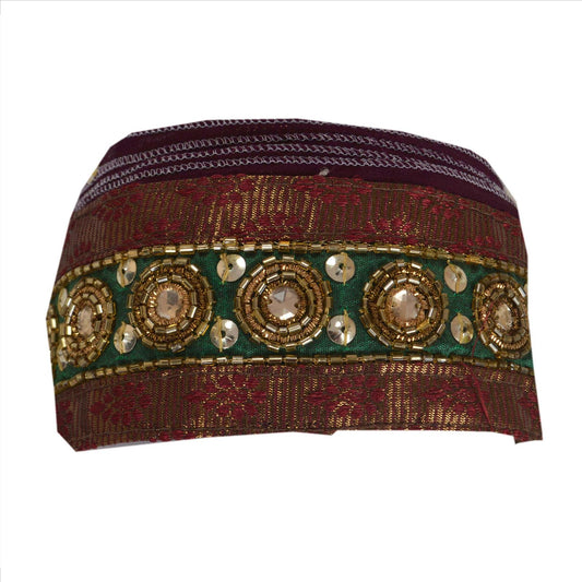 Sanskriti Vintage Sari Border Hand Beaded 1 Yd Craft Trim Sewing Green Lace