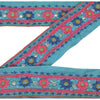 Sanskriti Vintage Sari Border Hand Beaded 1 Yd Trim Sewing Blue Rhinestone Lace