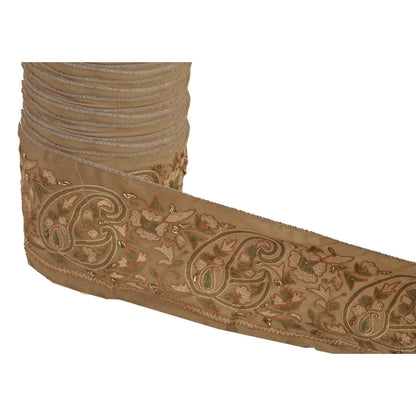 Sanskriti Vintage Sari Bord Håndbroderet 1 Yard Håndværkskant Syning Cremefarvet Blonde