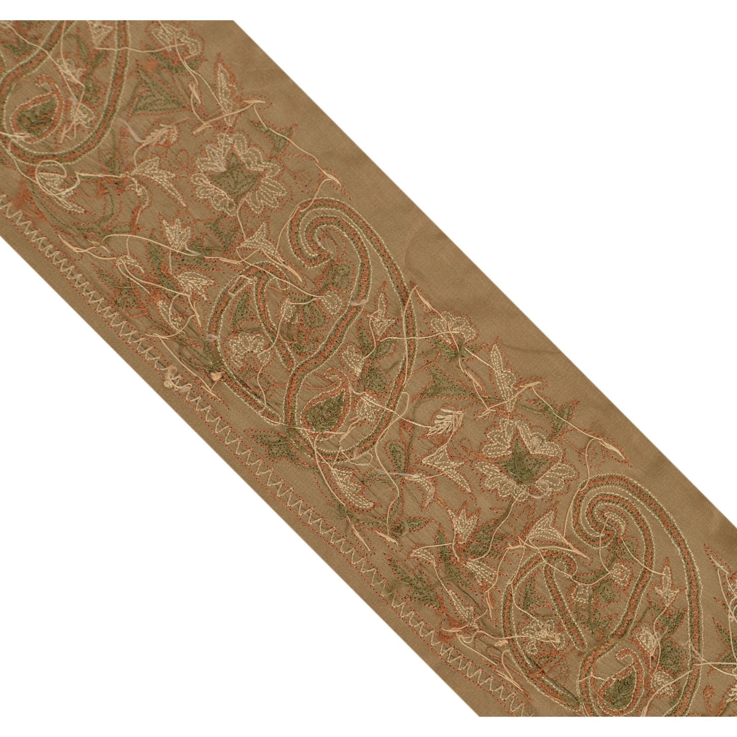 Sanskriti Vintage Sari Bord Håndbroderet 1 Yard Håndværkskant Syning Cremefarvet Blonde