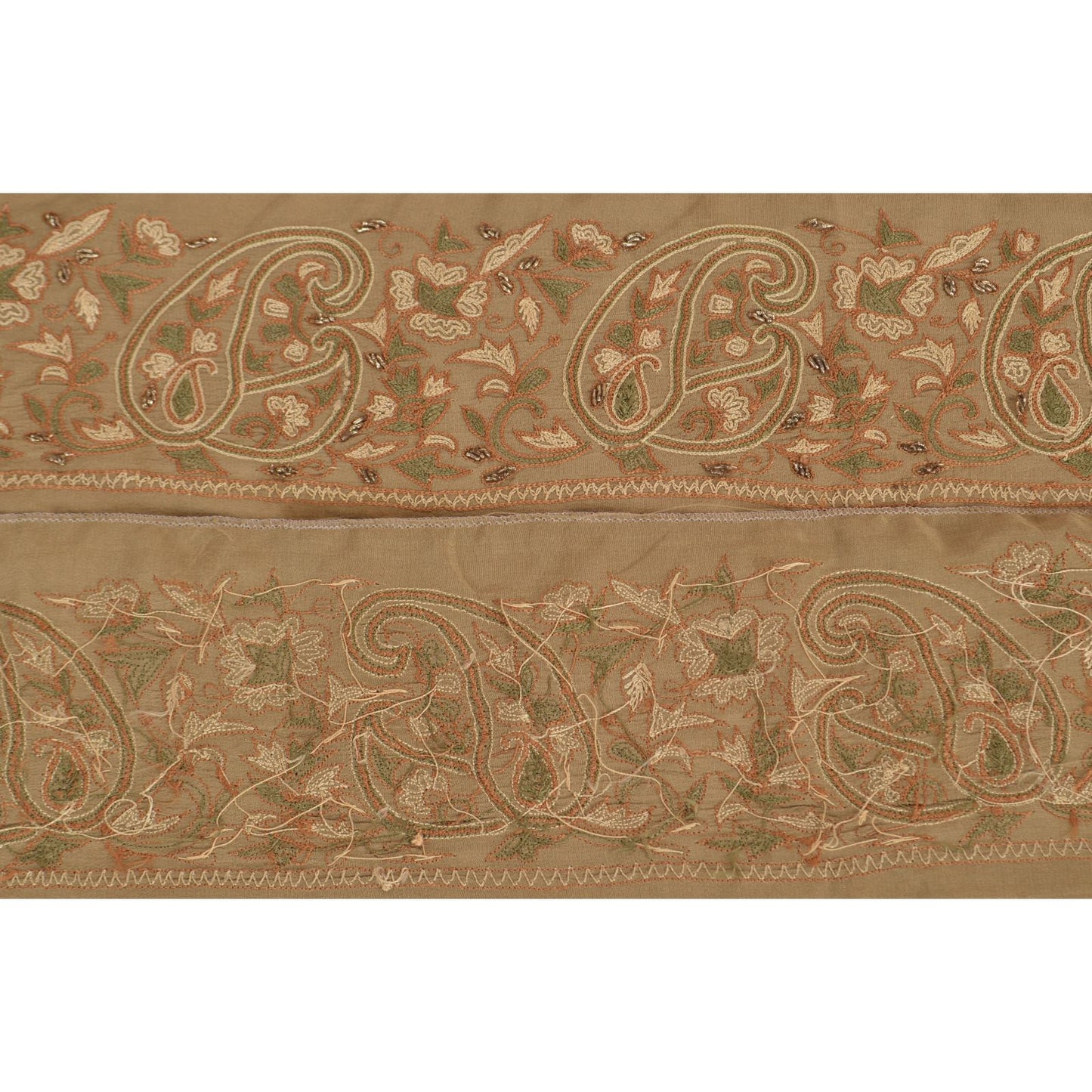 Sanskriti Vintage Sari Bord Håndbroderet 1 Yard Håndværkskant Syning Cremefarvet Blonde