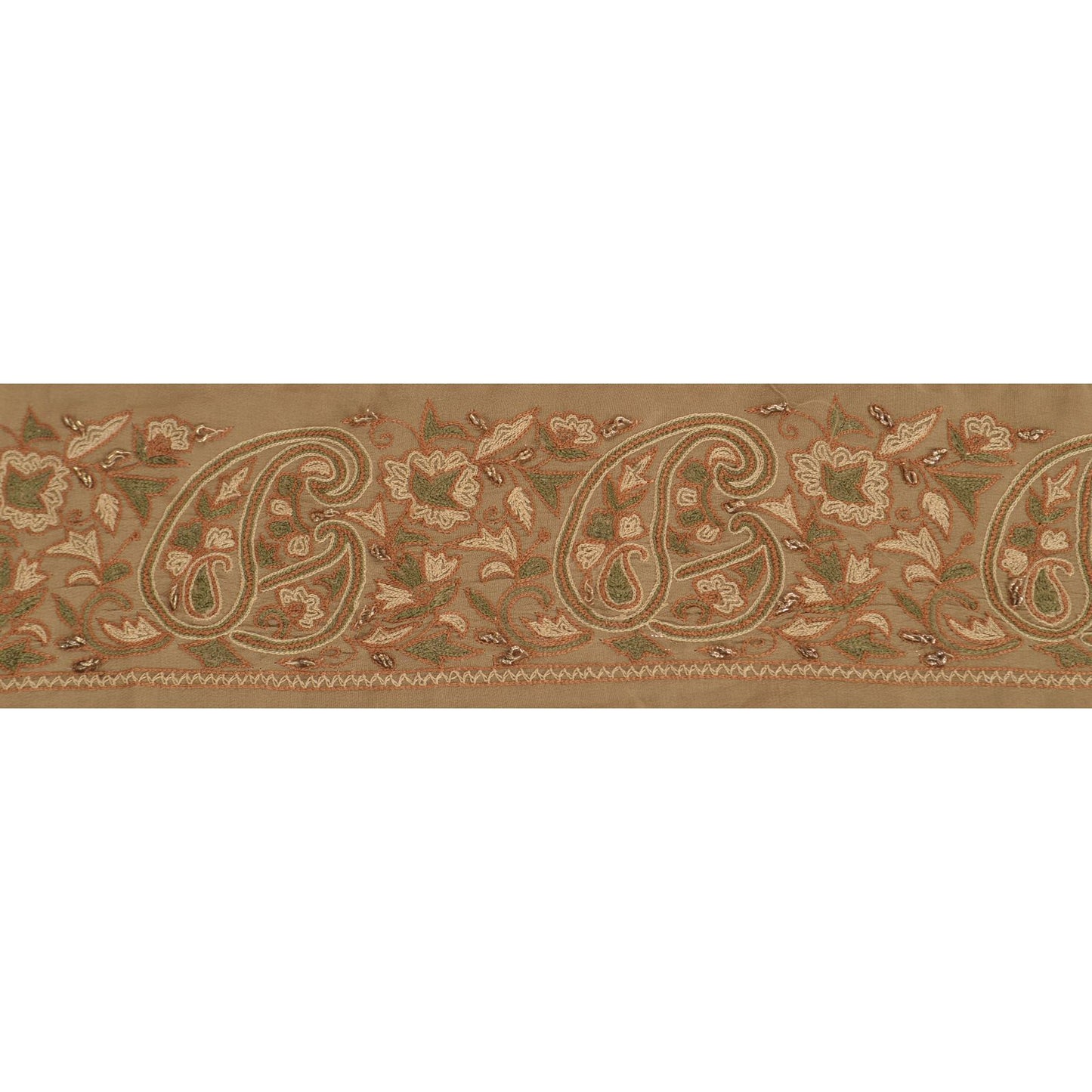 Sanskriti Vintage Sari Bord Håndbroderet 1 Yard Håndværkskant Syning Cremefarvet Blonde