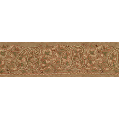 Sanskriti Vintage Sari Bord Håndbroderet 1 Yard Håndværkskant Syning Cremefarvet Blonde