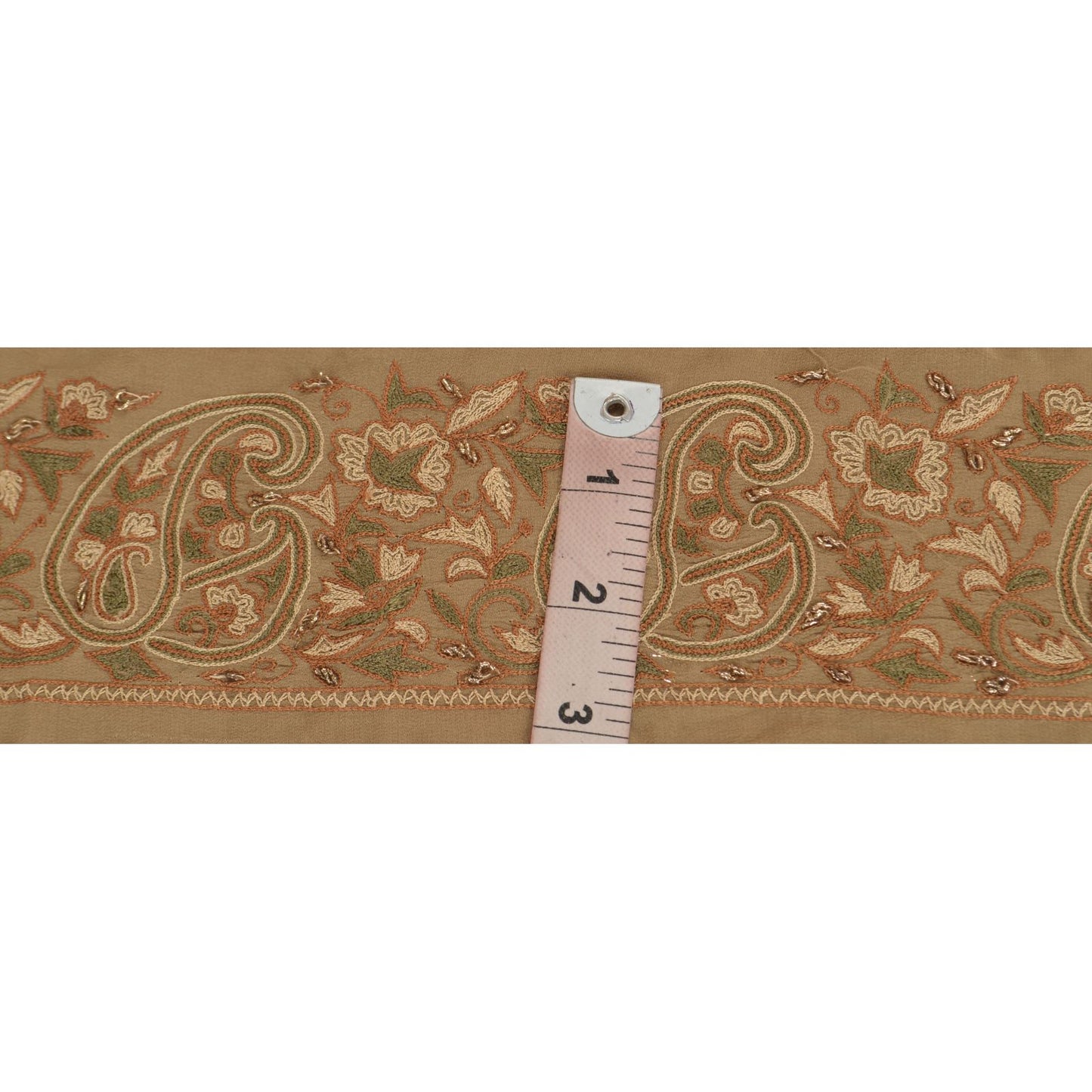 Sanskriti Vintage Sari Bord Håndbroderet 1 Yard Håndværkskant Syning Cremefarvet Blonde