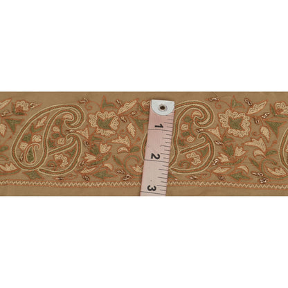 Sanskriti Vintage Sari Bord Håndbroderet 1 Yard Håndværkskant Syning Cremefarvet Blonde