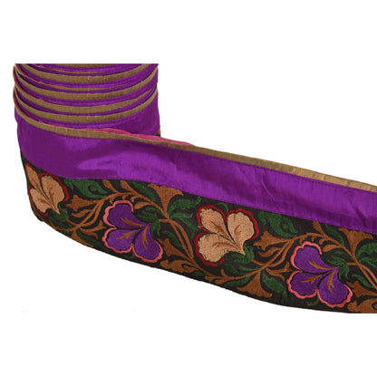 Sanskriti Vintage Sari Border Embroidered 1 Yd Indian Trim Sewing Purple Lace