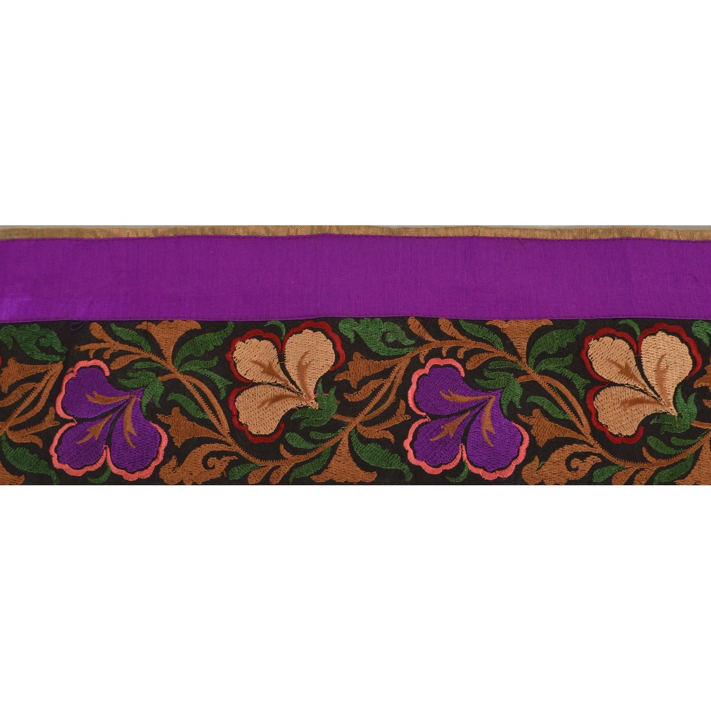 Sanskriti Vintage Sari Border Embroidered 1 Yd Indian Trim Sewing Purple Lace