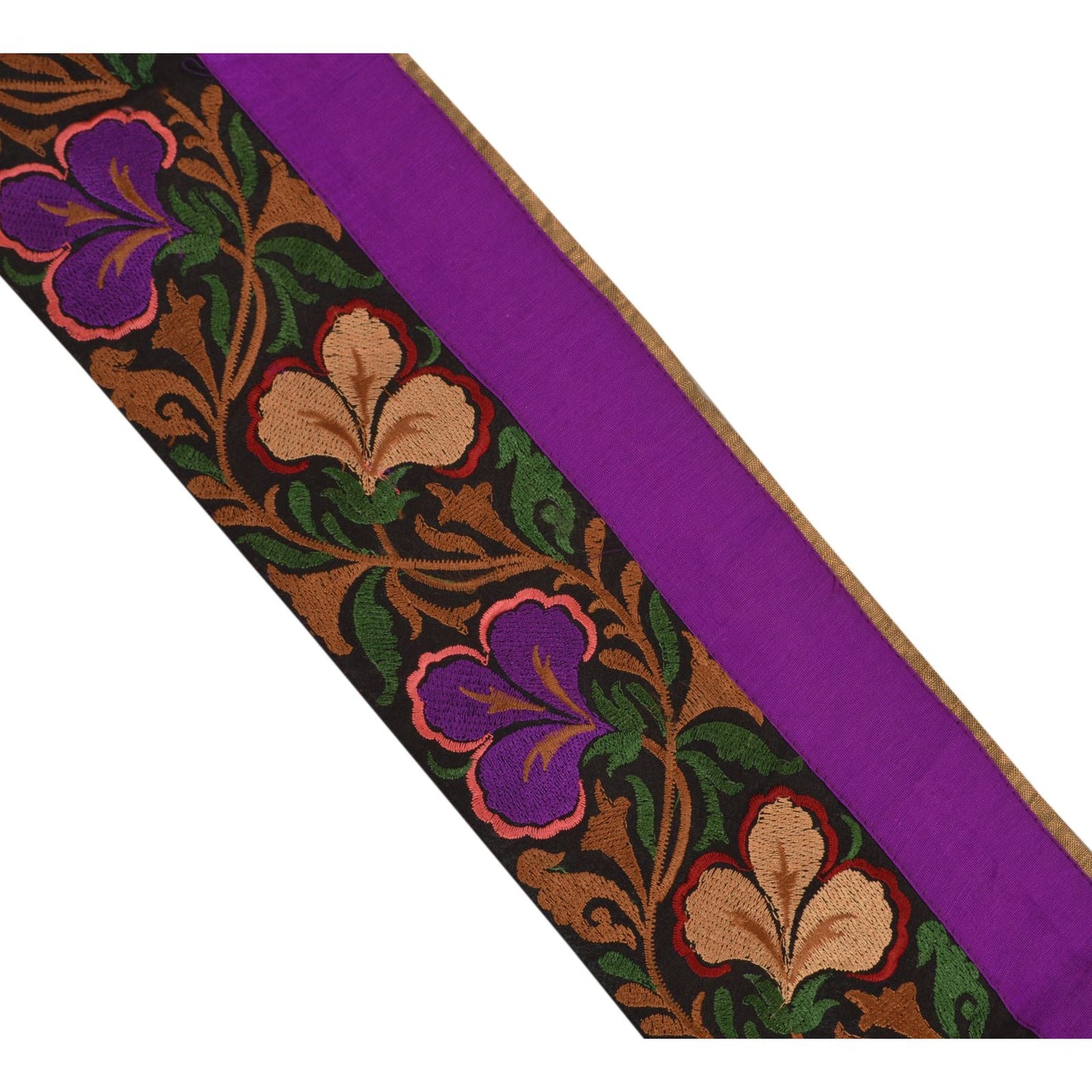 Sanskriti Vintage Sari Border Embroidered 1 Yd Indian Trim Sewing Purple Lace