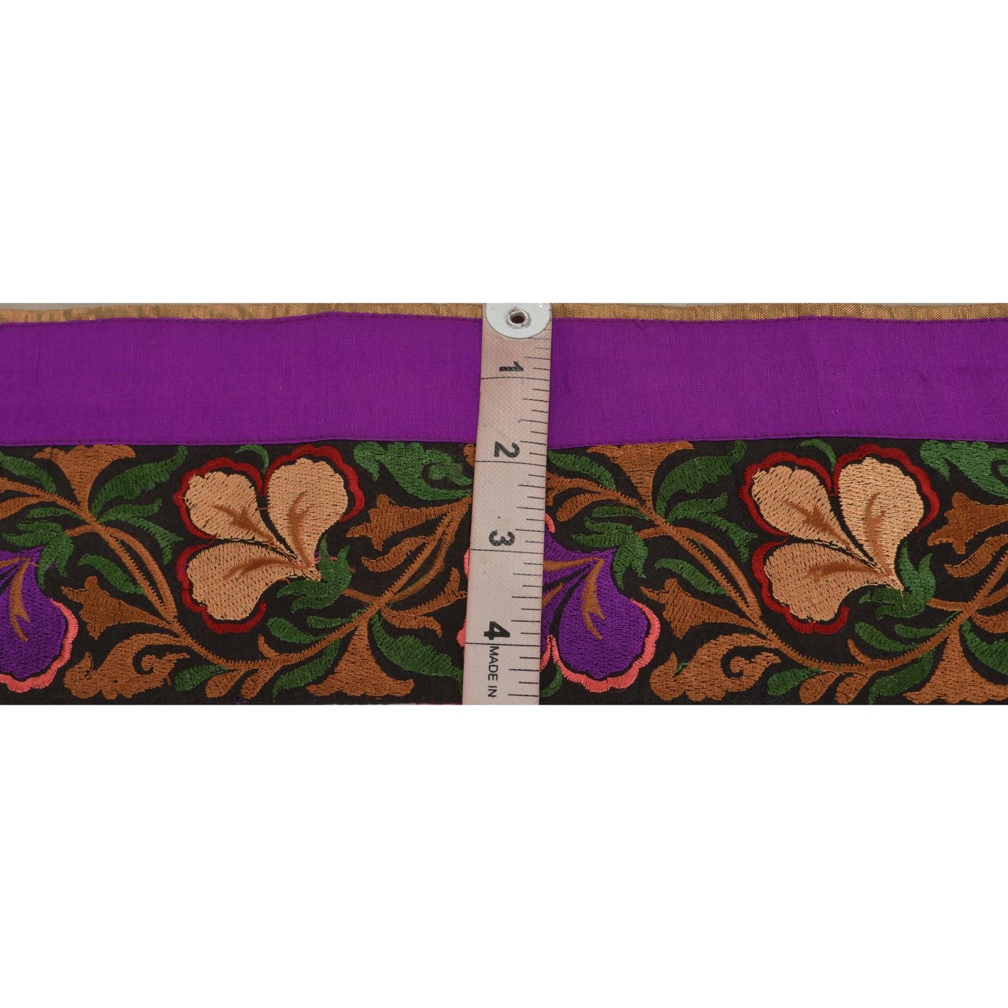 Sanskriti Vintage Sari Border Embroidered 1 Yd Indian Trim Sewing Purple Lace