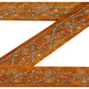 Sanskriti Vintage Sari Border Hand Beaded 1 Yd Trim Sewing Saffron Bandhani Lace