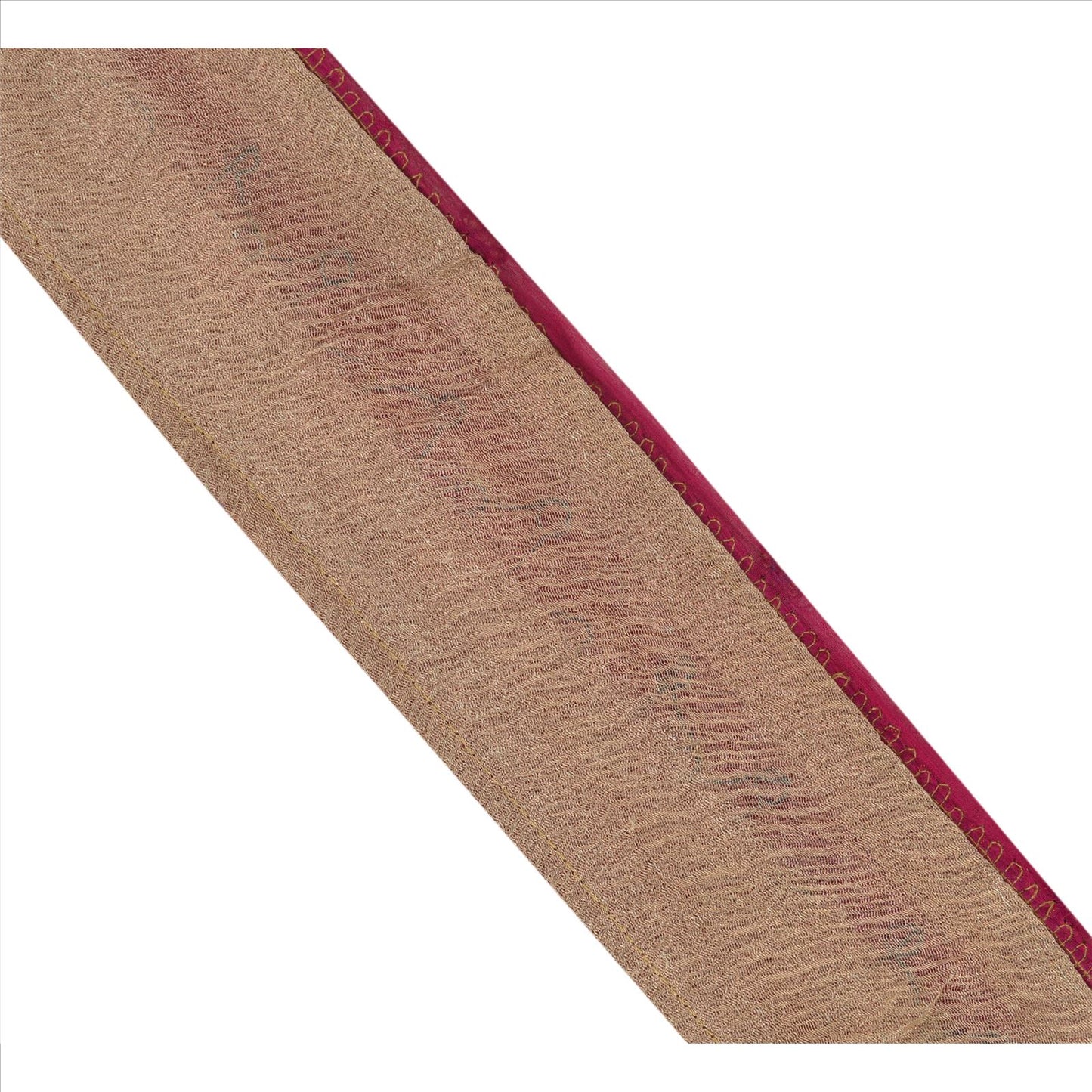 Sanskriti Vintage Sari Border Hand Beaded Woven 1 Yd Trim Sewing Pink Lace