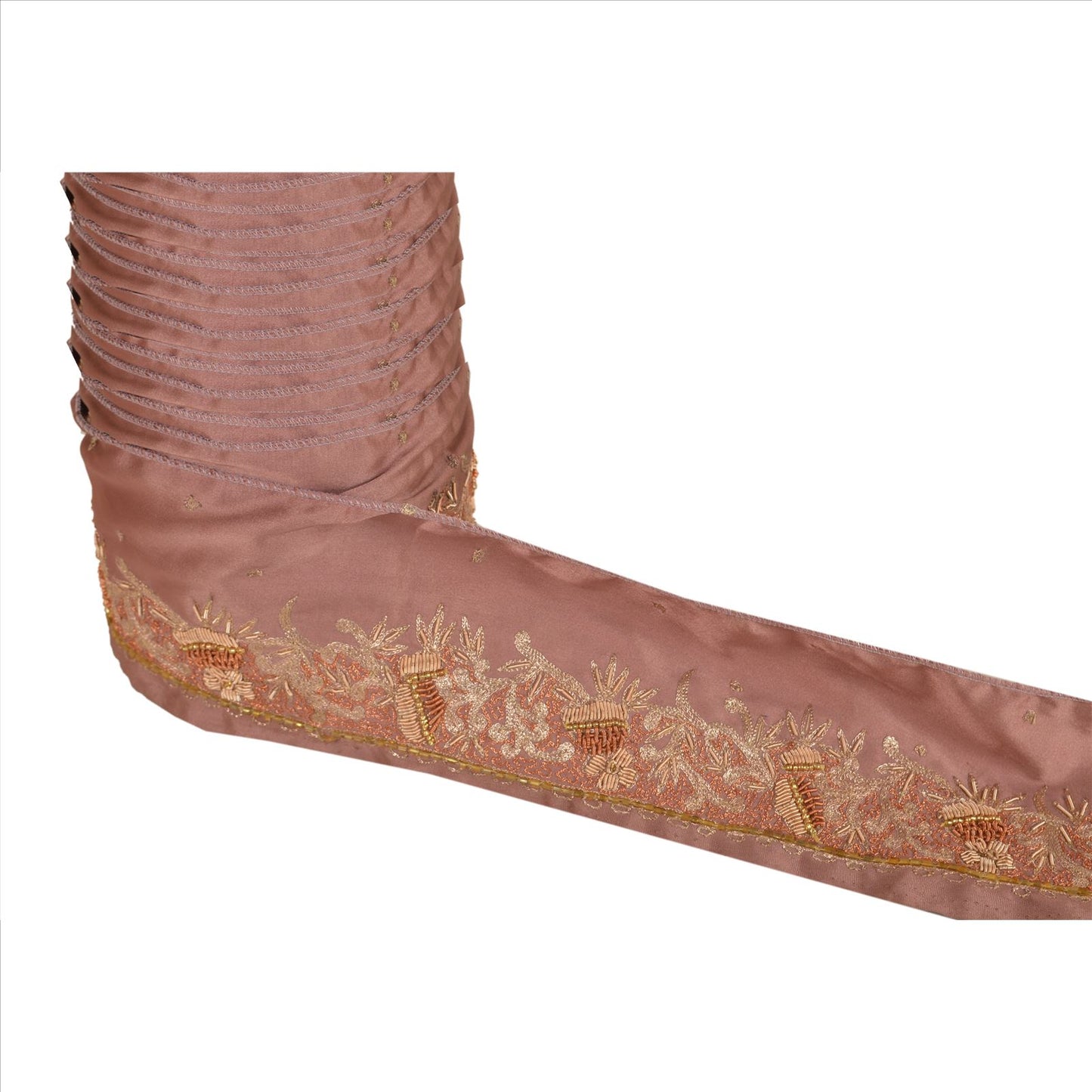 Sanskriti Vintage Sari Border Hand Beaded 1 Yd Indian Trim Sewing Pink Lace