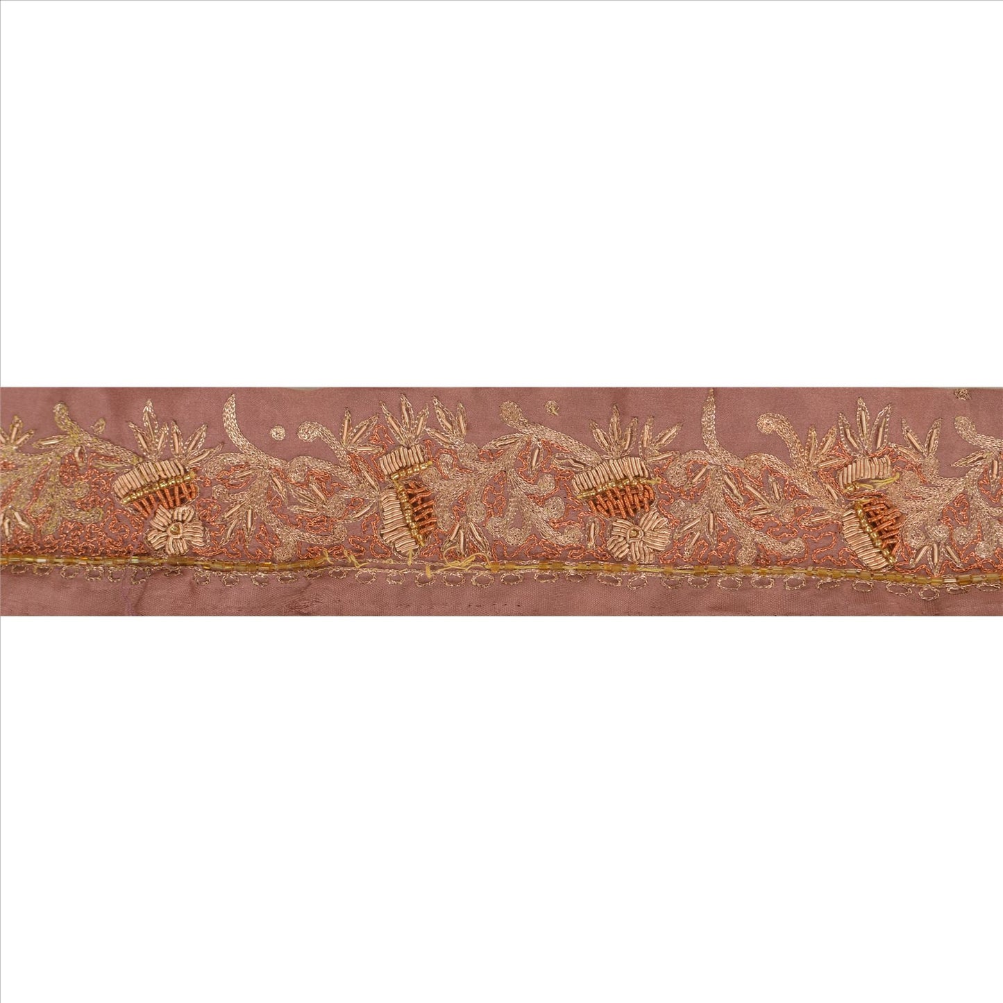 Sanskriti Vintage Sari Border Hand Beaded 1 Yd Indian Trim Sewing Pink Lace