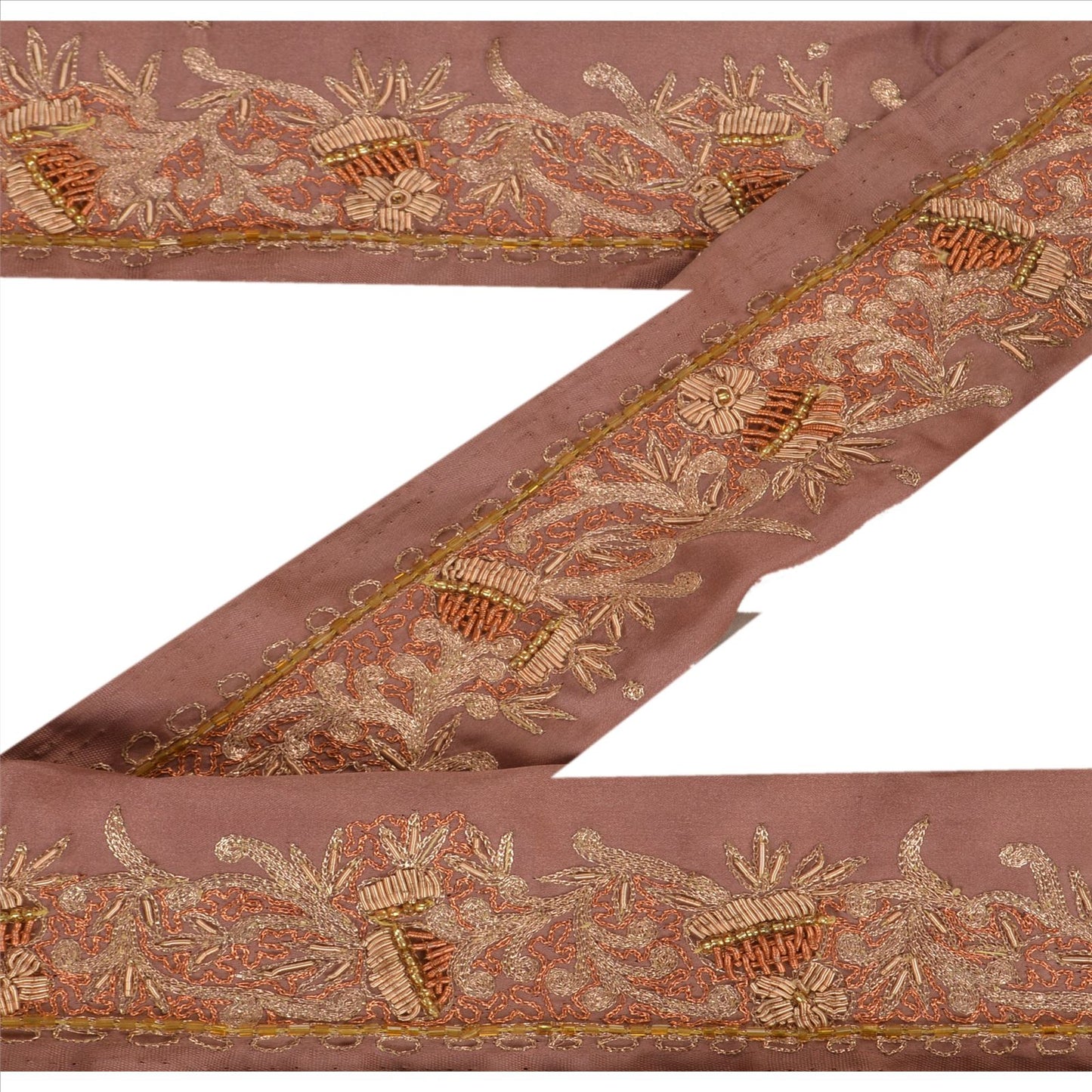 Sanskriti Vintage Sari Border Hand Beaded 1 Yd Indian Trim Sewing Pink Lace