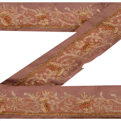 Sanskriti Vintage Sari Border Hand Beaded 1 Yd Indian Trim Sewing Pink Lace