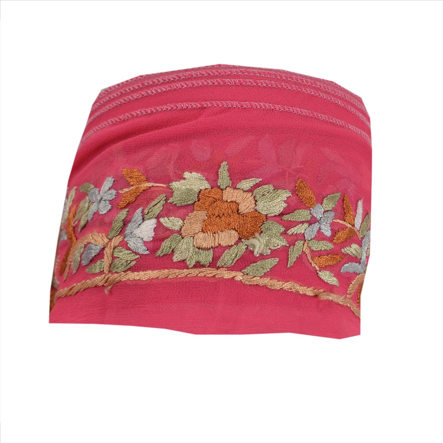 Sanskriti Vintage Sari Border Hand Embroidered 1 Yd Indian Trim Ribbon Pink Lace