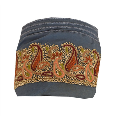 Sanskriti Vintage Sari Border Antique Hand Embroidered 1 Yd Indian Trim Sewing Grey Lace