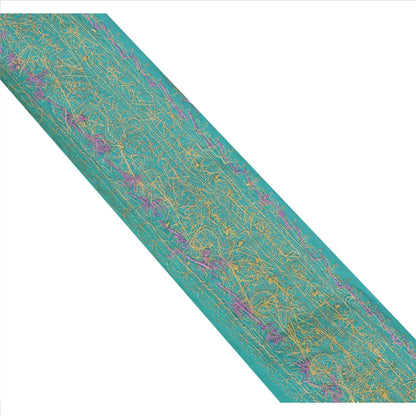 Sanskriti Vintage Sari Border Hand Beaded 1Yd Indian Trim Sewing Sea Green Lace