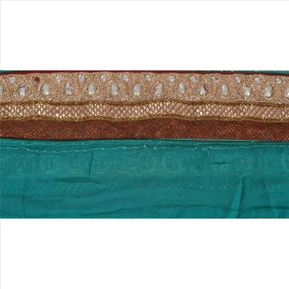 Sanskriti Vintage Sari Border Hand Beaded 1 Yd Indian Trim Sewing Green Lace