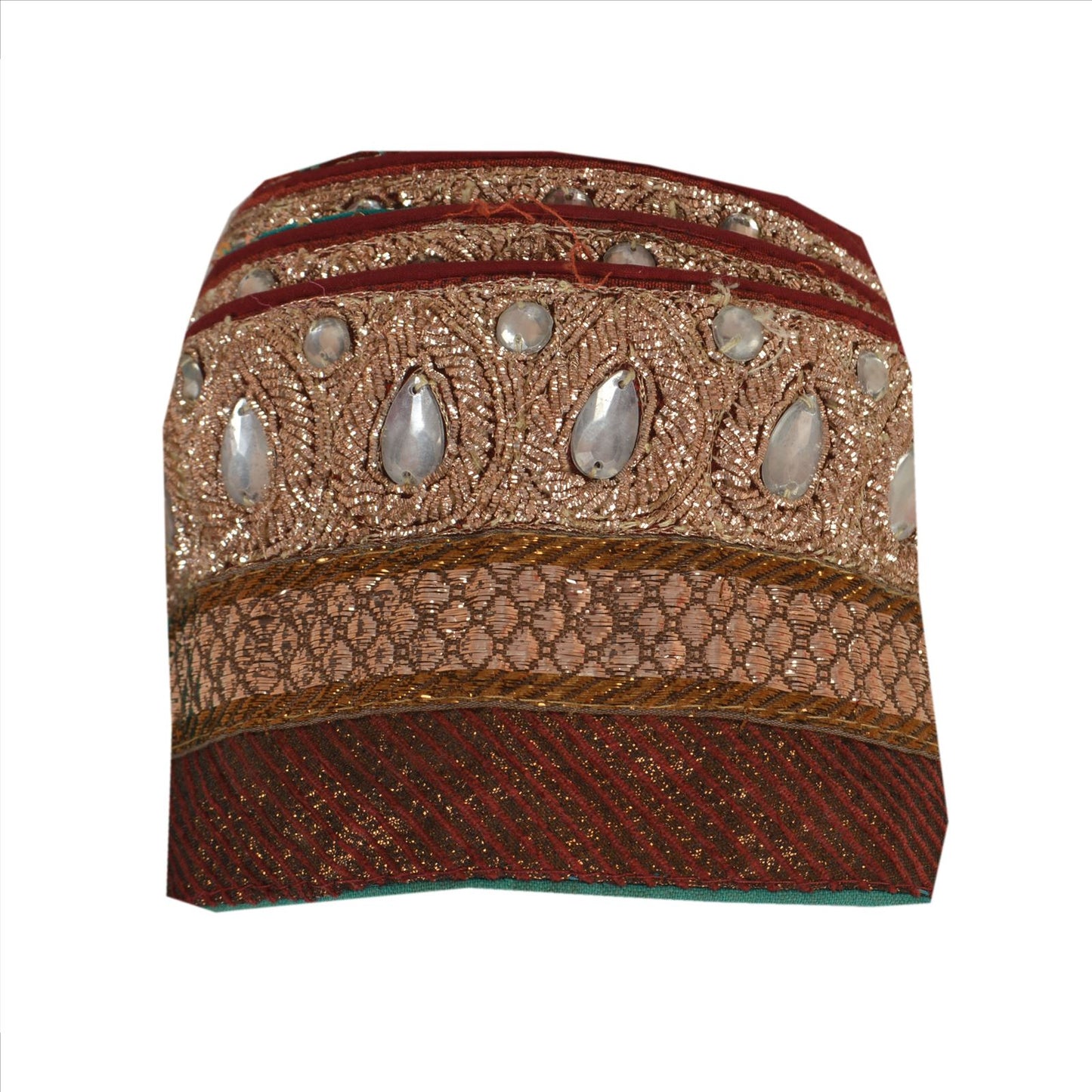 Sanskriti Vintage Sari Border Hand Beaded 1 Yd Indian Trim Sewing Green Lace