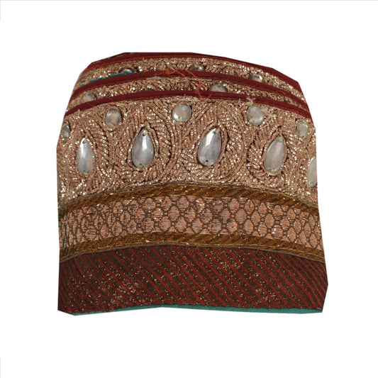 Sanskriti Vintage Sari Border Hand Beaded 1 Yd Indian Trim Sewing Green Lace