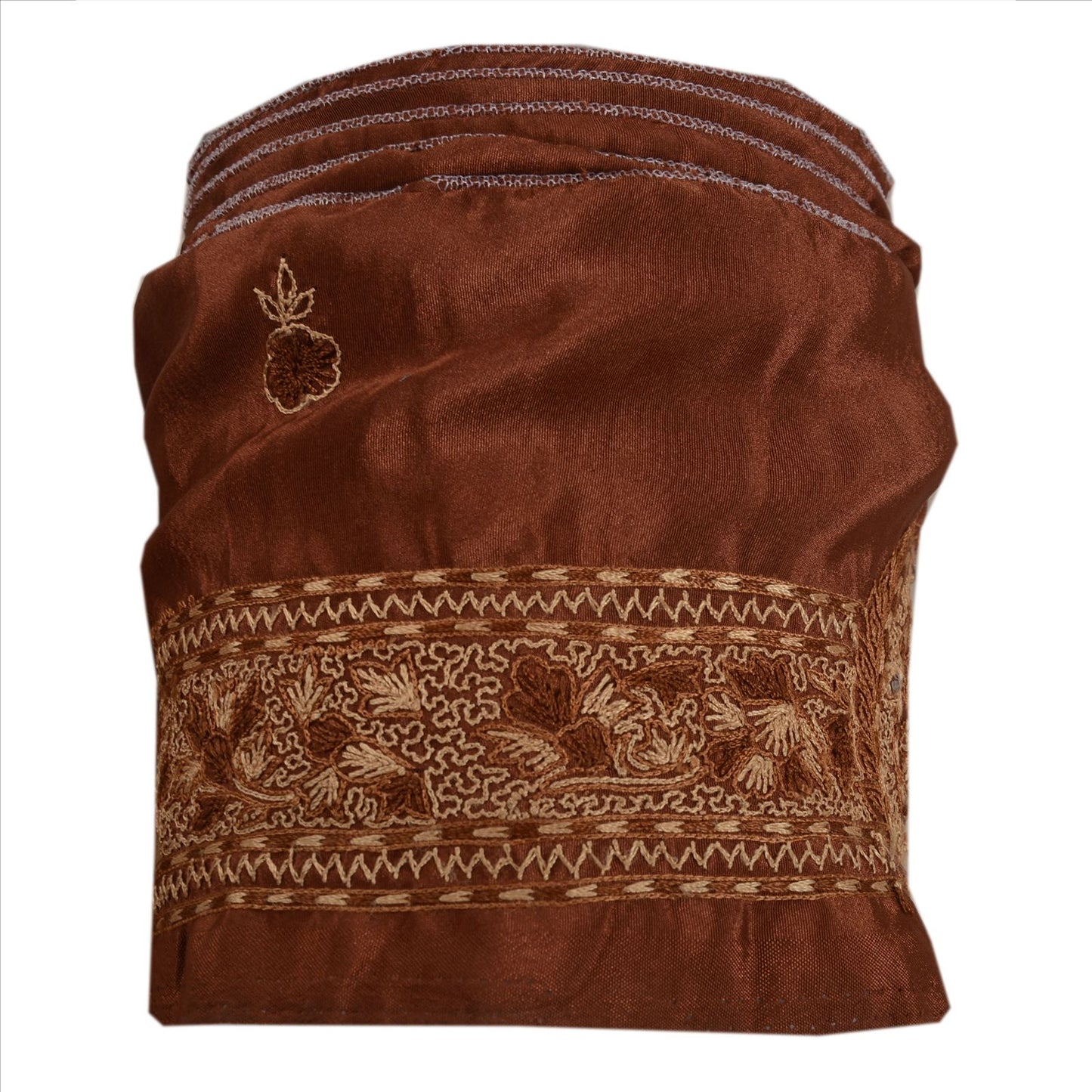 Sanskriti Vintage Sari Border Hand Beaded 1 Yd Indian Trim Sewing Brown Lace