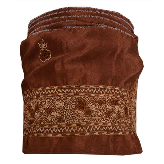 Sanskriti Vintage Sari Border Hand Beaded 1 Yd Indian Trim Sewing Brown Lace