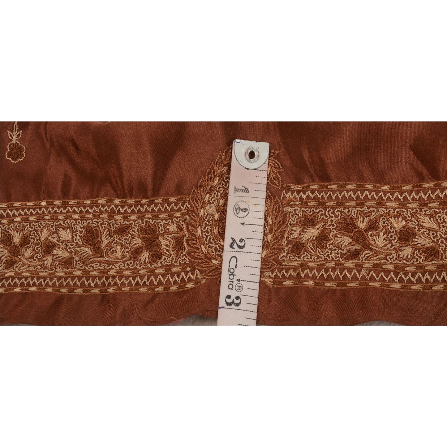 Sanskriti Vintage Sari Border Hand Beaded 1 Yd Indian Trim Sewing Brown Lace