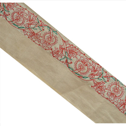 Sanskriti Vintage Sari Border Hand Embroided Woven Brocade 1 Yd Trim Sewing Lace