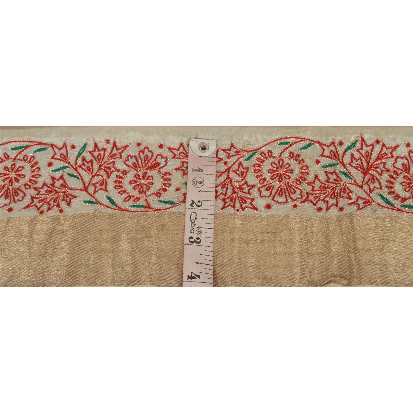 Sanskriti Vintage Sari Border Hand Embroided Woven Brocade 1 Yd Trim Sewing Lace