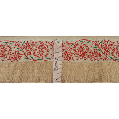 Sanskriti Vintage Sari Border Hand Embroided Woven Brocade 1 Yd Trim Sewing Lace
