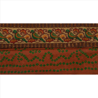 Sanskriti Vintage Sari Border Embroidered 1 Yd Trim Sewing Brown Bandhani Lace